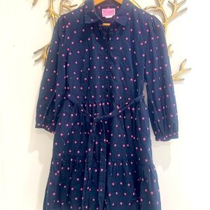 Kate Spade Blue & Pink Polka Dot 3/4 Length Sleeve Dress